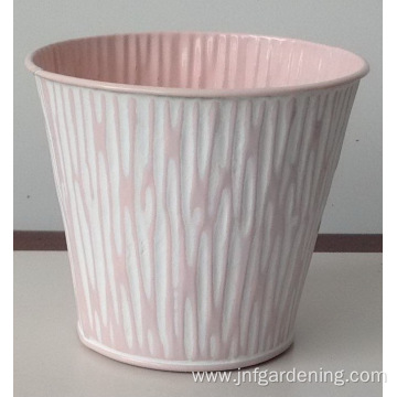 Hand painted painted iron embossed bucket